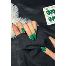 Kısa Badem 24 Adet Yeşil Takma Tırnak Seti W1768