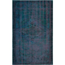 Hali.Net 176x270 cm Siyah Petrol Yeşili Soyut Vintage Eskitme Halı | Salon Yatak Odası Halısı | Hav Vermez | UNİQUE-27004