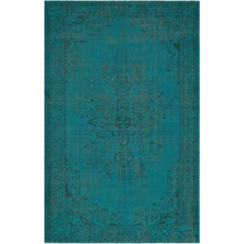 Atina Yeşil Eskitme Yün Modern Desenli Yün Hav Toz Vermez Leke Tutmayan Salon Yolluk Mutfak El Dokuma Halı