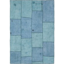 Hali.Net 155x223 cm Mor Mavi Düz Patchwork Yamalı Halı | Salon Yatak Odası Halısı | Hav Vermez | UNİQUE-36924