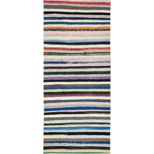 Hali.Net 150x347 cm Kırmızı Çok Renkli Bohem Çizgili Halı | Salon Yatak Odası Halısı | Hav Vermez | UNİQUE-37297