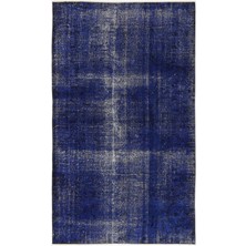 Hali.Net 154x260 cm Mavi Soyut Vintage Geleneksel Halı | Salon Yatak Odası Halısı | Hav Vermez | UNİQUE-6919