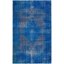 Atina Turkuaz Eskitme Yün Modern Desenli Yün Hav Toz Vermez Leke Tutmayan Salon Yolluk Mutfak El Dokuma Halı