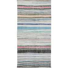 Hali.Net 148x294 cm Bej Beyaz Soyut Bohem Çizgili Halı | Salon Yatak Odası Halısı | Hav Vermez | UNİQUE-32169