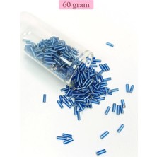 Marsilyan Uzun Boru Kesme Boncuk Çap 2mm Uzunluk 10 mm - 60 Gram - Mavi - BNC281