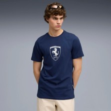 Puma Erkek Mavi Puma Ferrari Tonal Shield Tee Mavi Erkek T-Shirt