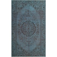 Atina Turkuaz Eskitme Yün Modern Desenli Yün Hav Toz Vermez Leke Tutmayan Salon Yolluk Mutfak El Dokuma Halı