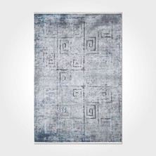 Hali.Net 80x150 cm Mavi Printed Pamuk Yıkanabilir Klasik Halı | Mutfak Balkon Yatak Odası Halısı | Leke Tutmaz Hipoalerjenik