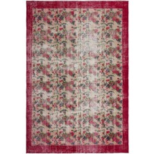 Hali.Net 212x317 cm Gri Bej Çiçek Vintage Çiçekli Halı | Salon Yatak Odası Halısı | Hav Vermez | UNİQUE-18571