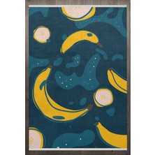  Figürlü Lacivert Pamuk Dikdörtgen Modern Desenli Pamuk Makinada Yıkanabilir Hav Toz Vermez Leke Tutmayan Kaymaz Taban Dijital Makine Baskı Salon Yolluk Mutfak Halı