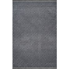 Bespoky 95x150 cm Antrasit Etnik Modern Yıkanabilir Halı | Mutfak Balkon Yatak Odası Halısı | Leke Tutmayan Kaymaz | 6815-ANTRASİT