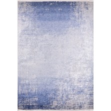 Lipetsk Lacivert Modern Etnik Desenli Makinada Yıkanabilir Hav Toz Vermez Leke Tutmayan Kaymaz Taban Dijital Makine Baskı Salon Yolluk Mutfak Halı