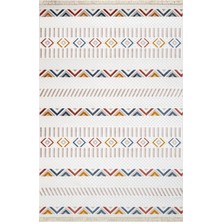 Bespoky 80x150 cm Krem Cool Modern Etnik Yıkanabilir Halı | Mutfak Balkon Yatak Odası Halısı | Leke Tutmayan Kaymaz | COOL-CES03