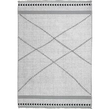 Bespoky 100x150 cm Gri Açık Gri Geometrik Modern Şerit Yıkanabilir Halı | Yatak Odası Mutfak Halısı | Leke Tutmayan, Kaymaz | GEOMETRİC-2303