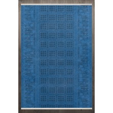Bespoky 80x300 cm Mavi Yıkanabilir Halı | Mutfak Yolluk Halısı | Leke Tutmayan, Kaymaz | F_ANTİQUE-2013