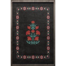 Bespoky 80x150 cm Siyah Anatolian Modern Yıkanabilir Halı | Mutfak Balkon Yatak Odası Halısı | Leke Tutmayan Kaymaz | F_ANATOLİAN-6003