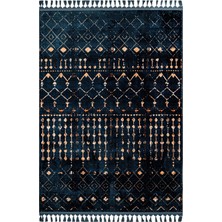 Bespoky 80x150 cm Lacivert Modern Zen Yıkanabilir Halı | Mutfak Balkon Yatak Odası Halısı | Leke Tutmayan Kaymaz | Z-4068