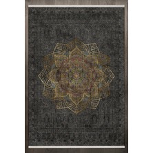  Figürlü Antrasit Pamuk Dikdörtgen Modern Desenli Pamuk Makinada Yıkanabilir Hav Toz Vermez Leke Tutmayan Kaymaz Taban Dijital Makine Baskı Salon Yolluk Mutfak Halı