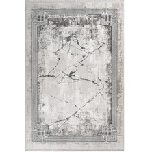 Fatehabad Çerçeveli Gri Akrilik Dikdörtgen Modern Desenli Akrilik Hav Vermeyen Leke Tutmayan Kolay Temizlenen Yumuşak Makine Salon Yolluk Mutfak Halı