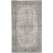 Bespoky 166x287 cm Bej Krem Madalyonlu Geleneksel Çiçekli Halı | Salon Yatak Odası Halısı | UNİQUE-16226