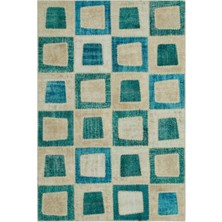 Bespoky 160x242 cm Kırmızı Bej Patchwork Modern Patchwork Geometrik Halı | Salon Yatak Odası Halısı | UNİQUE-21819