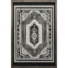  Göbekli Antrasit Pamuk Dikdörtgen Modern Desenli Pamuk Makinada Yıkanabilir Hav Toz Vermez Leke Tutmayan Kaymaz Taban Dijital Makine Baskı Salon Yolluk Mutfak Halı