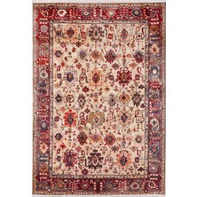 Bespoky 100x150 cm Bordo Krem Oryantal Klasik Çiçekli Yıkanabilir Halı | Yatak Odası Mutfak Halısı | Leke Tutmayan, Kaymaz | HALN-HLN899