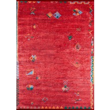 Bespoky 80x150 cm Kırmızı Modern Etnik Yıkanabilir Halı | Mutfak Balkon Yatak Odası Halısı | Leke Tutmayan Kaymaz | HALN-HLN1128