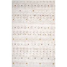 Shadowy Geometrik Bej Örgü Dikdörtgen Modern Desenli Akrilik Hav Vermeyen Leke Tutmayan Kolay Temizlenen Yumuşak Makine Salon Yolluk Mutfak Halı