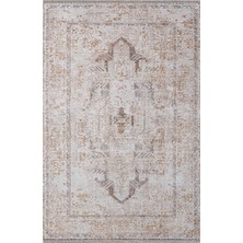 Bespoky 160x230 cm Krem Modern Etnik Yıkanabilir Halı | Salon Yatak Odası Mutfak Halısı | Leke Tutmayan Kaymaz | 3S-DR2009