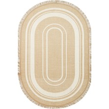 Bespoky 80x150 cm Krem Brooklyn Modern Yıkanabilir Halı | Mutfak Balkon Yatak Odası Halısı | Leke Tutmayan Kaymaz