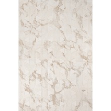 Bespoky 80x150 cm Krem Geometrik Modern Soyut Yıkanabilir Halı | Yatak Odası Mutfak Halısı | Leke Tutmayan, Kaymaz | STN_SCALA-012A