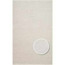 Bespoky 80x150 cm Krem Plain Modern Yıkanabilir Halı | Mutfak Balkon Yatak Odası Halısı | Leke Tutmayan Kaymaz | PLAİN-CREAM