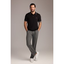 Polo Yaka Slim Fit Dar Kesim Nakışlı Süprem Pamuklu Tişört