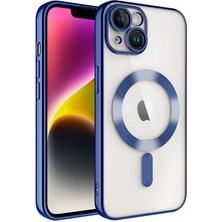 iPhone 14 Kılıf M-Safe Destekli ve Kenarları Parlak Arkası Şeffaf Şık Silikon Kapak Royal Case/demre