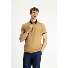 Polo Yaka Regular Fit Desenli Pamuklu Tişört