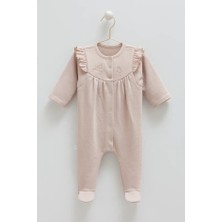 Caramell Pretty Baby Çıt Çıtlı Bebek Tulum - Vizon
