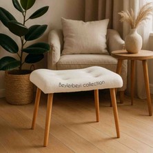 Makyaj Masası Pufu, Peluş Kumaş, Ayak Uzatmalık Puf, Dekoratif Puf