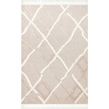 Bespoky 80x150 cm Bej Terazzo Modern Yıkanabilir Halı | Mutfak Balkon Yatak Odası Halısı | Leke Tutmayan Kaymaz