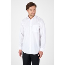 Beyaz Uzun Kol Sert Yaka Cepli Non Iron Comfort Fit Pamuklu Gömlek 1004250268