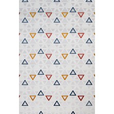 Bespoky 120x120 cm Krem Beyaz Geometrik Modern Üçgenler Yıkanabilir Halı | Yatak Odası Çocuk Odası Halısı | Leke Tutmayan, Kaymaz | CREA_COOL-CES04