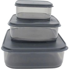 3'lü Yatay Füme Renk Saklama Kabı VIVA-0X258