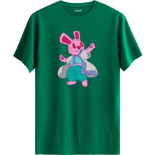 Tavşan Karakter Baskılı %100 Pamuk Eğlenceli Sokak Modası Unisex Tişört