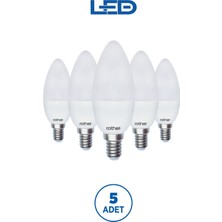 ROTHER RTL02101-5 Rother LED Mum Avize Ampul 6W E14 470Lümen 6000K Beyaz Işık Enerji Tasarruflu Ampul 5Adet