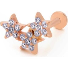 Üç Yıldız Model Taşlı Tragus Piercing