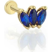 Üçlü Lacivert Markiz Tragus Piercing