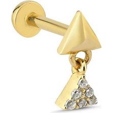 Üçgen Prizma Ucunda Taşlı Üçgen Tragus Piercing