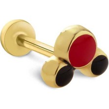 Black & Red Point Tragus Piercing