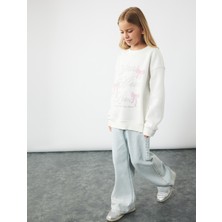 Şardonlu Uzun Kollu Bisiklet Yaka Sweatshirt