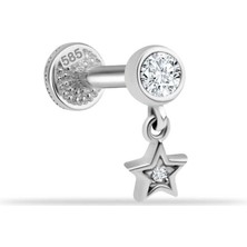 Taşlı Yıldız Sallantılı Minimal Tragus Piercing